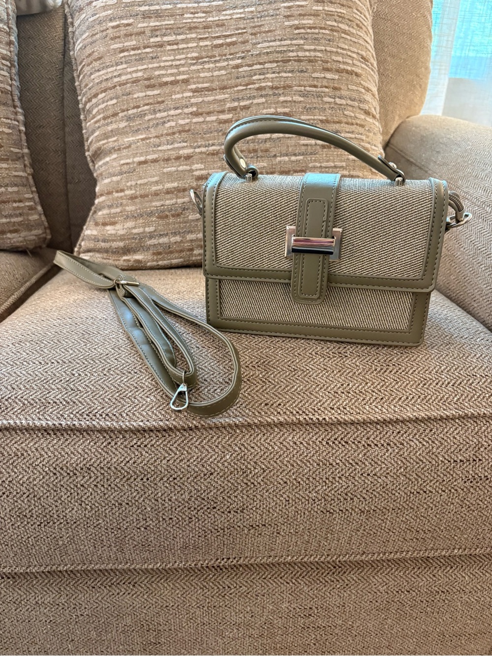 Structured Top-Handle Satchel in Olive Green